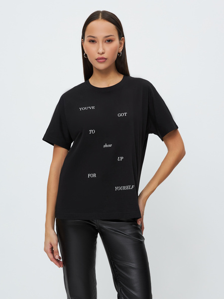 

Футболка женская ZARINA 3121637422 черная XL, 3121637422