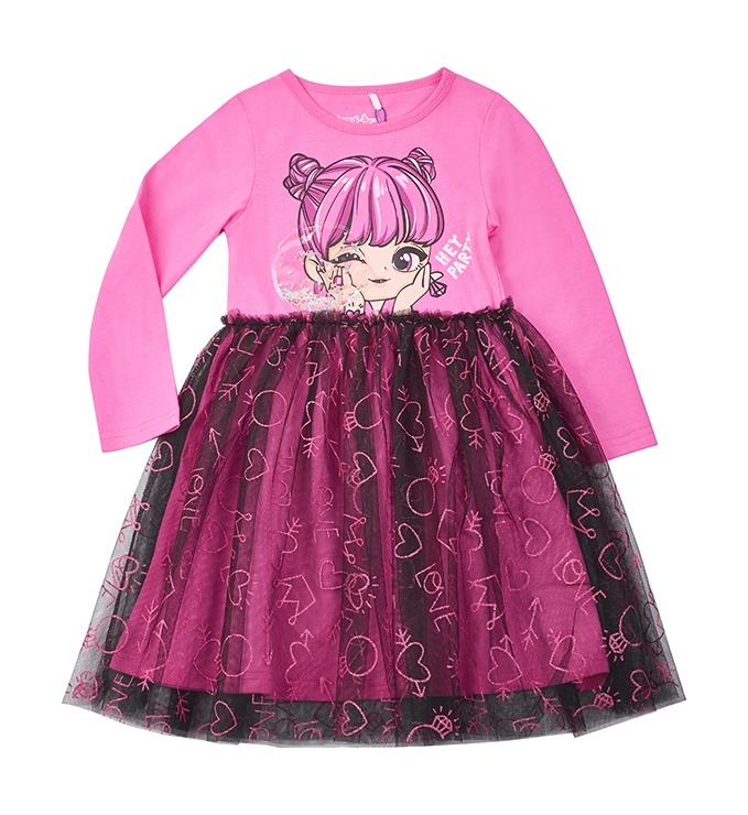 

Платье детское Kari Kids SS24C31400514, розовый, черный, 110, SS24C31400514