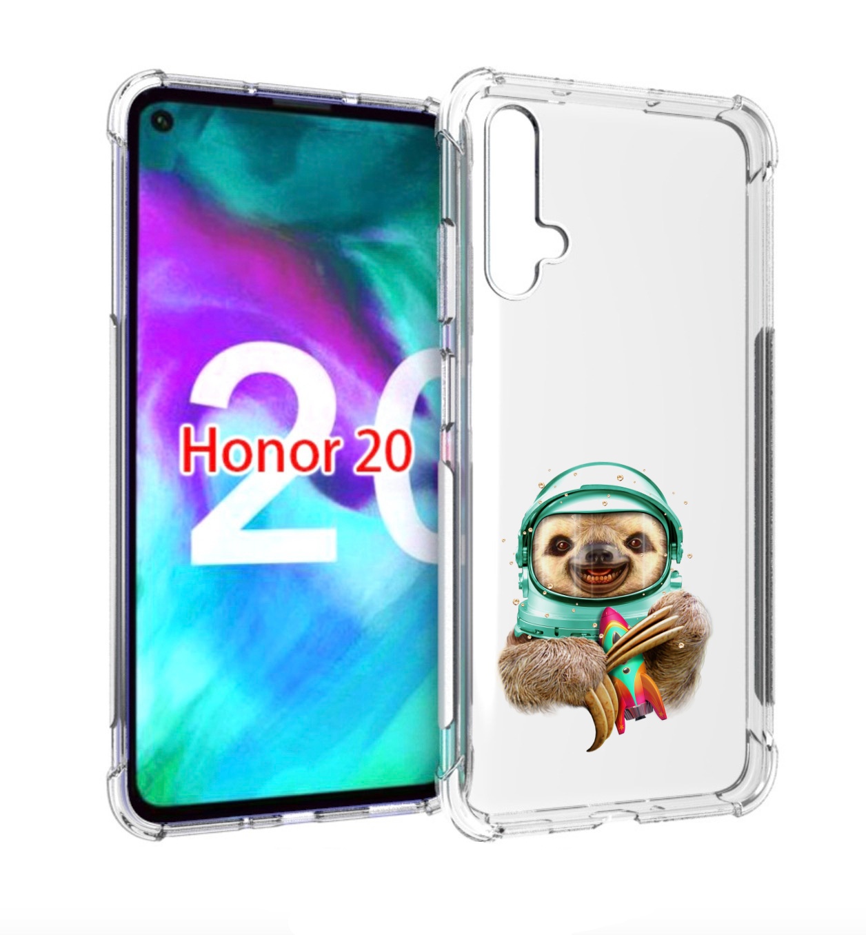 

Чехол бампер MyPads Ленивец астронавт для Honor 20., Прозрачный, Tocco