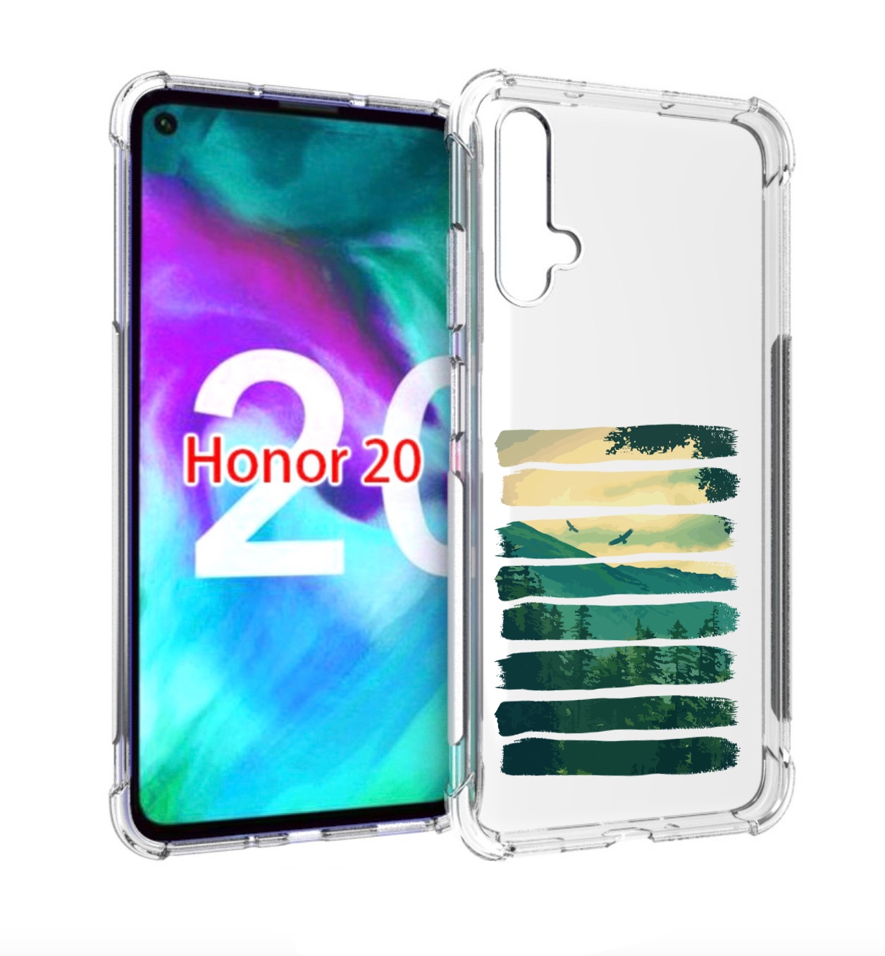 Чехол бампер MyPads Лесная чаща для Honor 20.