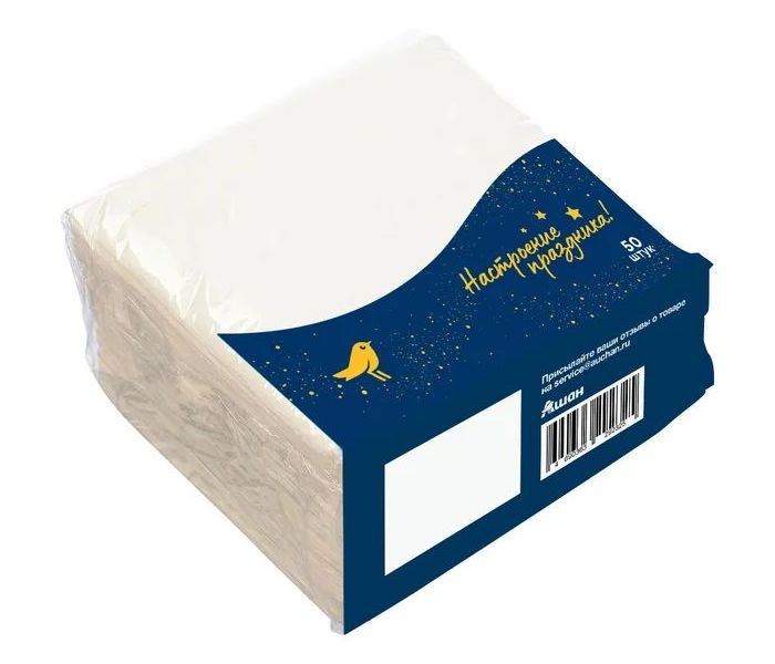 Салфетки бумажные АШАН Красная птица 1 слой 24 х 24 см 50 шт 26₽