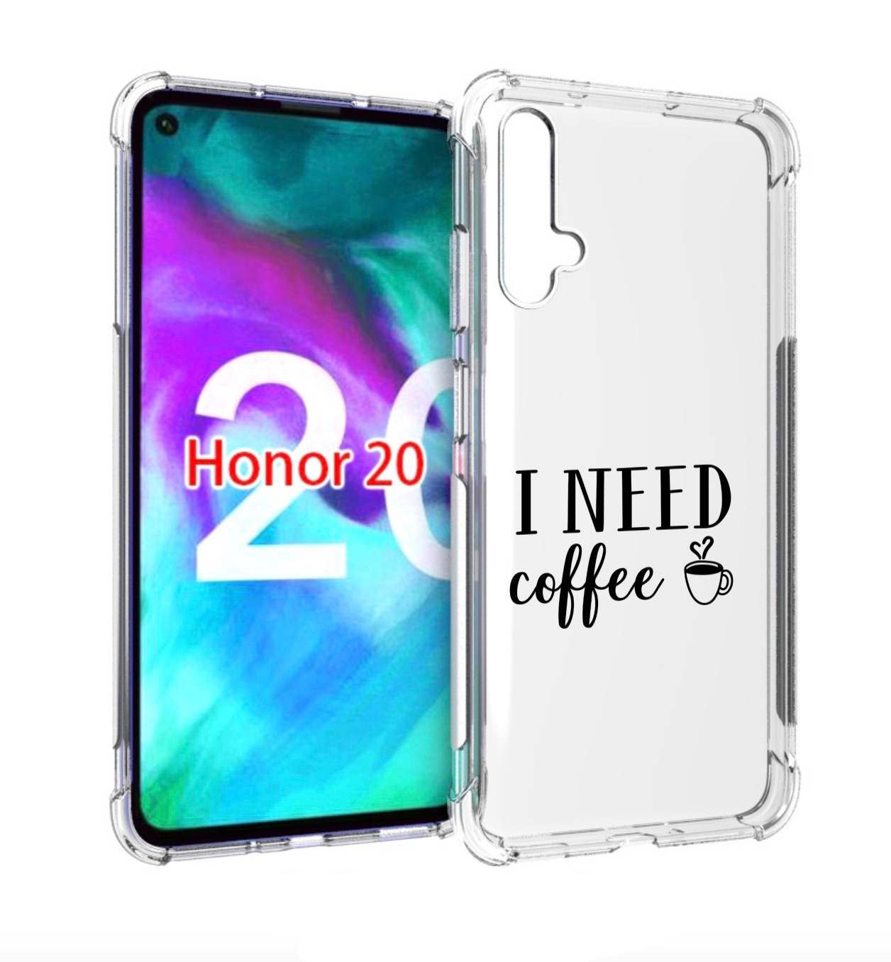 

Чехол бампер MyPads Мне нужен кофе для Honor 20., Прозрачный, Tocco