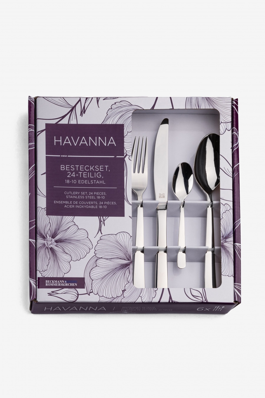 

Набор столовых приборов B&R "HAVANNA" на 6 человек, 24 предмета арт. B060011024102, Серебристый, Набор столовых приборов B&R "HAVANNA"