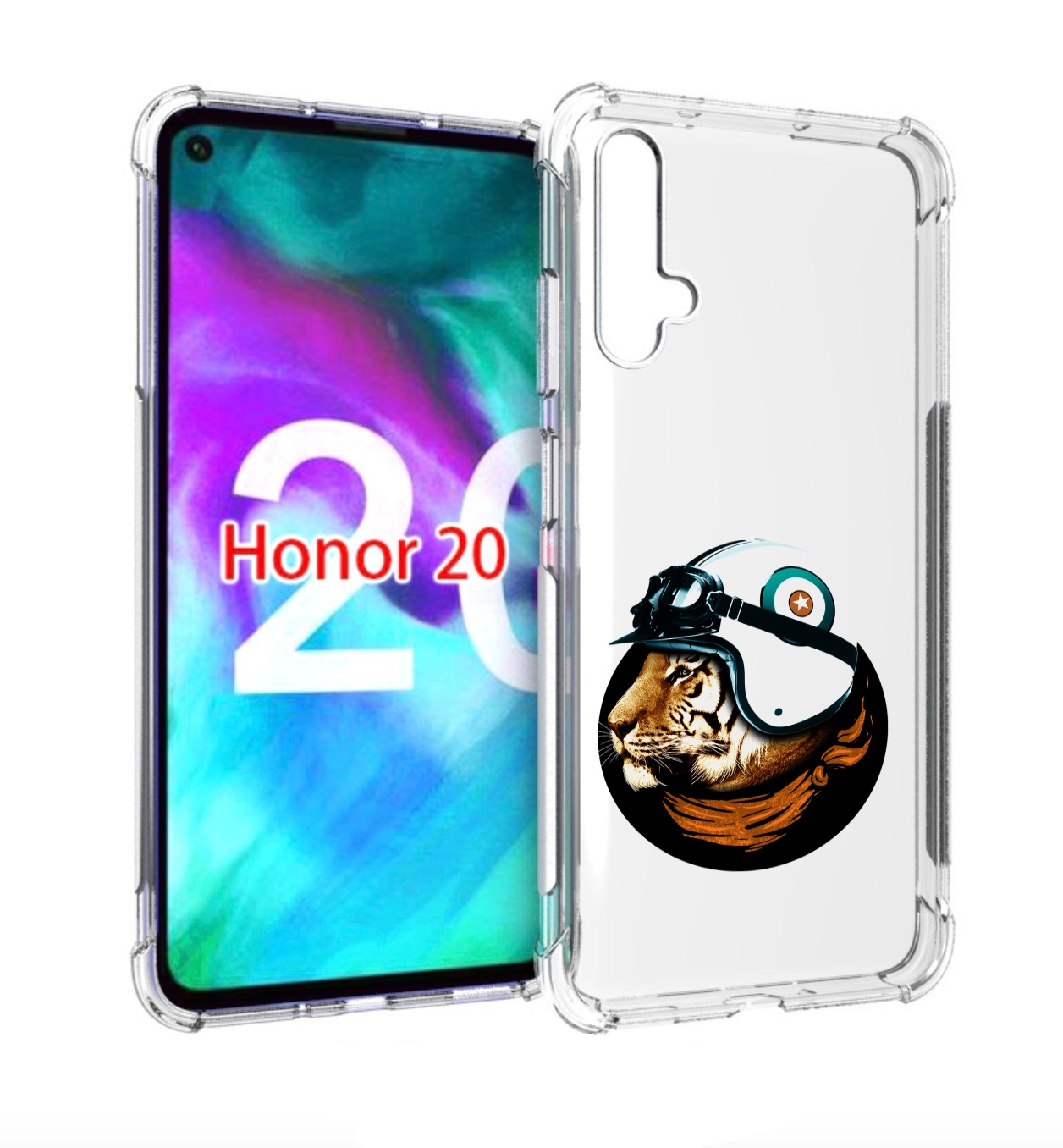 

Чехол бампер MyPads Тигр в шлеме для Honor 20., Прозрачный, Tocco