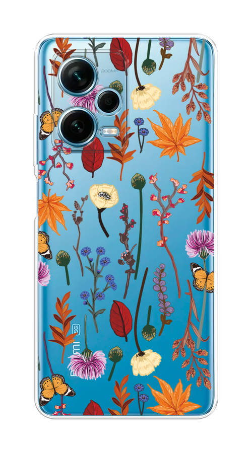 

Чехол на Redmi Note 12 Pro Plus "Orange Purple flowers", Оранжевый;красный;розовый;желтый;прозрачный, 317150-1