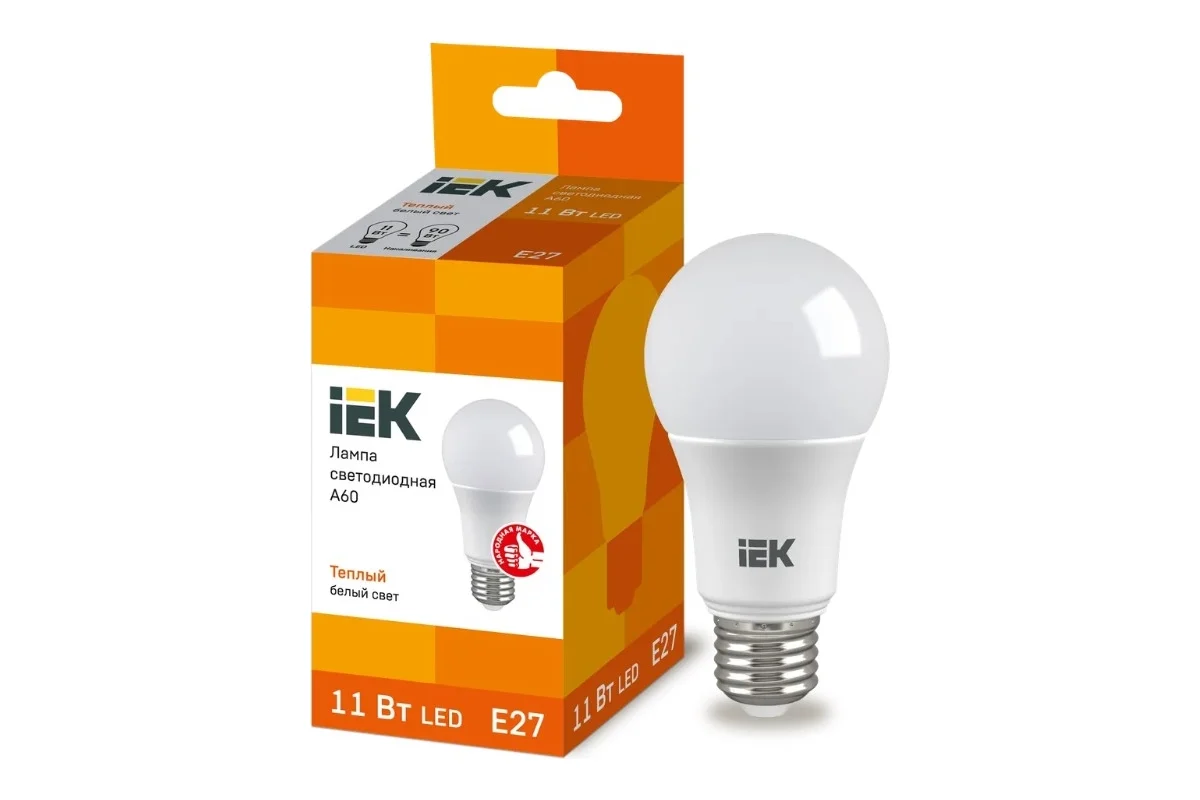 

Эл,лампа IEK LED ECO A60 11Вт 3000К E27, LLE-A60-11-230-30-E27