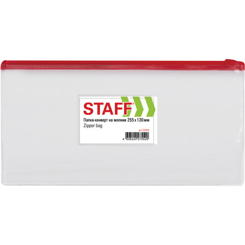 

Папка-конверт на молнии карман для визиток прозр 012 мм staff 229549 12 шт., Прозрачный