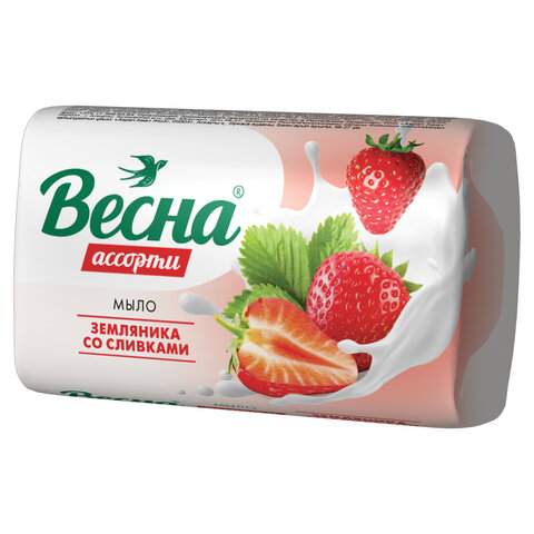 Мыло туалетное Весна 90 г, Земляника со сливками, арт. 605146 - 24 шт.