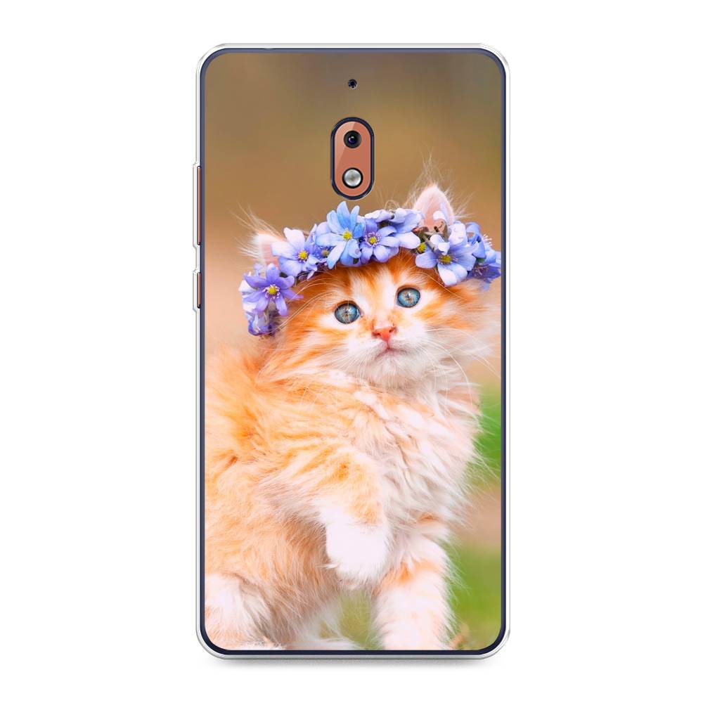 

Чехол Awog на Nokia 2.1 / Нокиа 2.1 "Рыжий кот в венке", Коричневый;синий, 121550-1