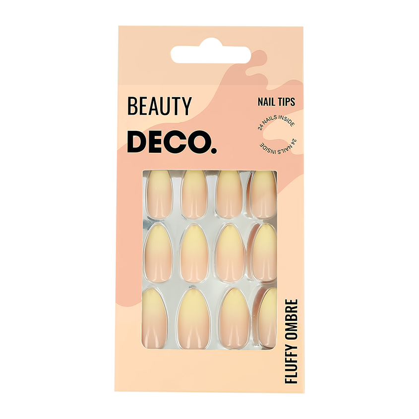 Набор накладных ногтей `DECO` FLUFFY OMBRE peach (24 шт + клеевые стикеры 24 шт) многоразовые наклейки посылка от деда мороза