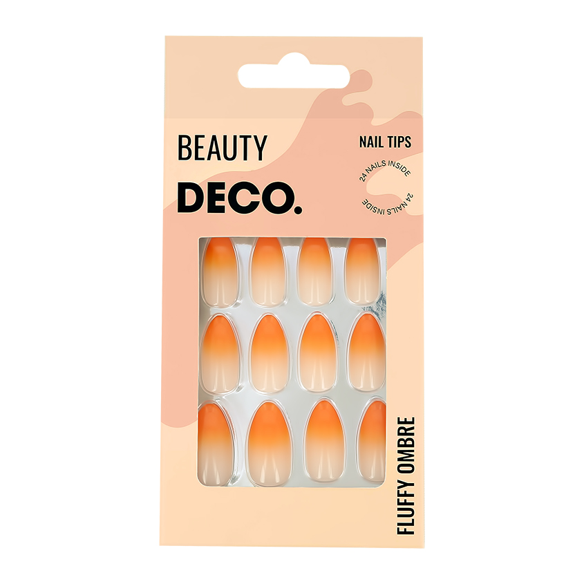 фото Набор накладных ногтей `deco` fluffy ombre orange (24 шт + клеевые стикеры 24 шт)