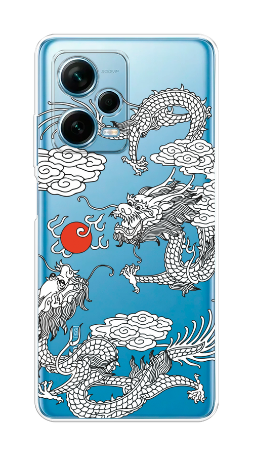 

Чехол на Redmi Note 12 Pro Plus "Драконы с ножом", Прозрачный;черный;белый, 317150-1