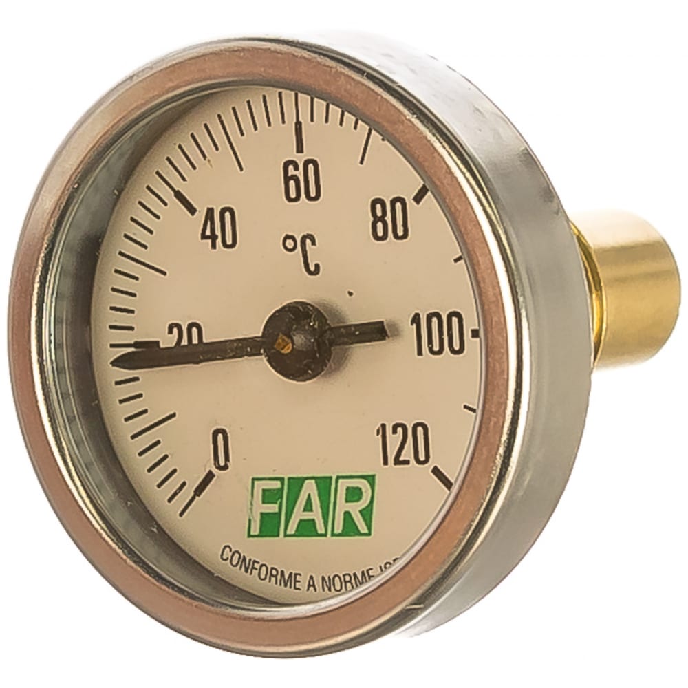 FAR Термометр 0-120C, зонд 36 мм,O 40 мм, торцевое соединение 3/8