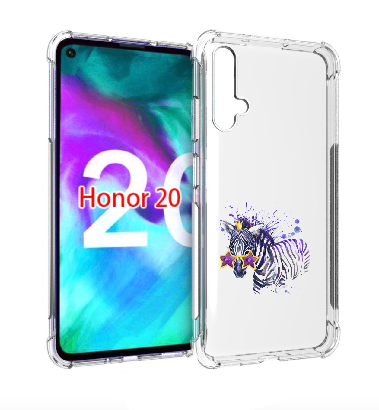 

Чехол бампер MyPads акварельная зебра для Honor 20., Прозрачный, Tocco