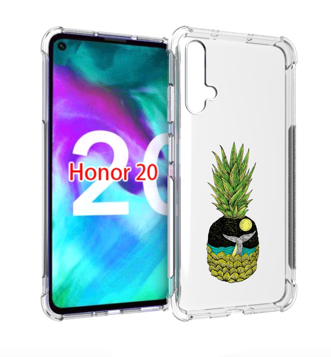 

Чехол бампер MyPads ананас с китом для Honor 20., Прозрачный, Tocco