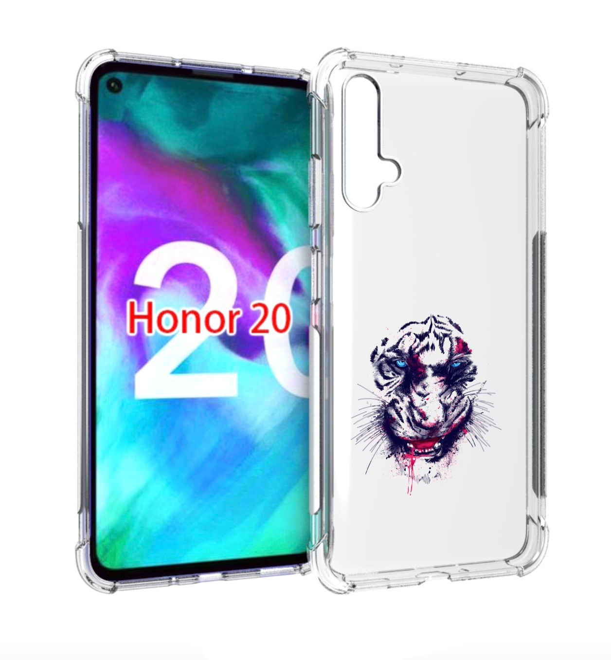 

Чехол бампер MyPads безумный тигр для Honor 20., Прозрачный, Tocco