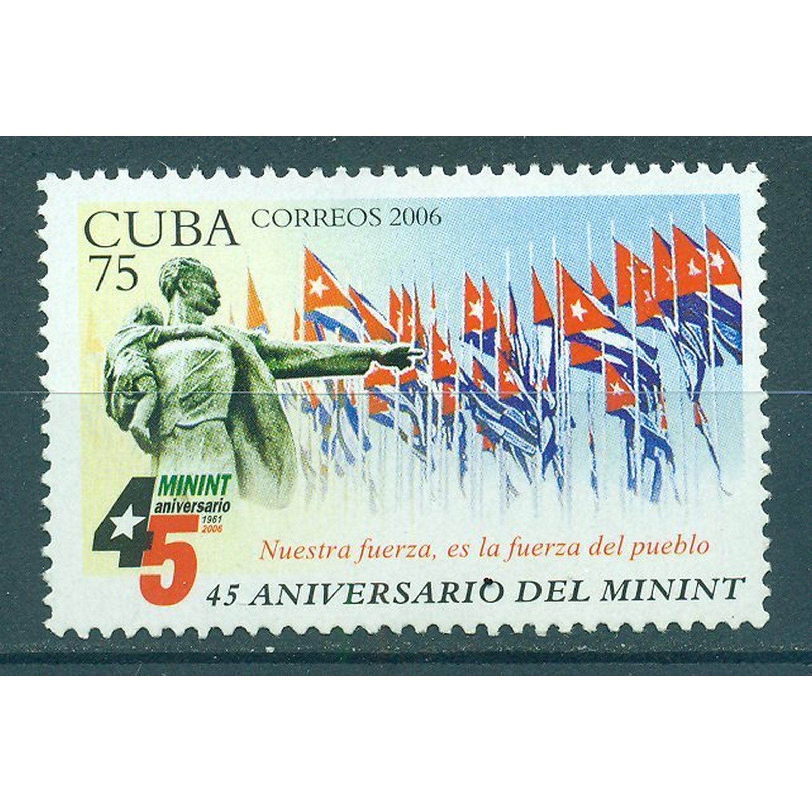 

Почтовые марки Куба 45-летие Министерства внутренних дел Памятники, Флаги, Хосе Марти