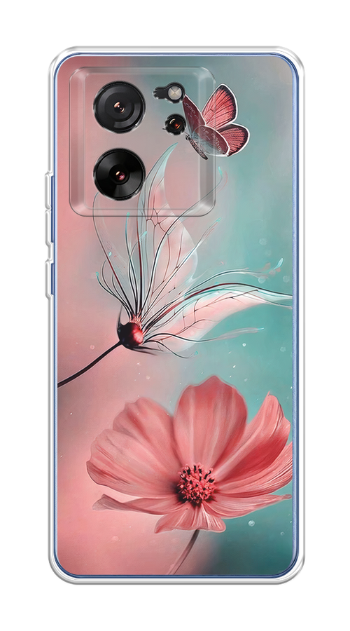 

Чехол на Xiaomi 13T/13T Pro "Бабочка и цветок", Голубой;розовый, 319850-1