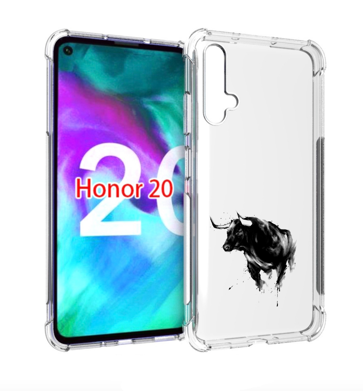 

Чехол бампер MyPads бык для Honor 20., Прозрачный, Tocco