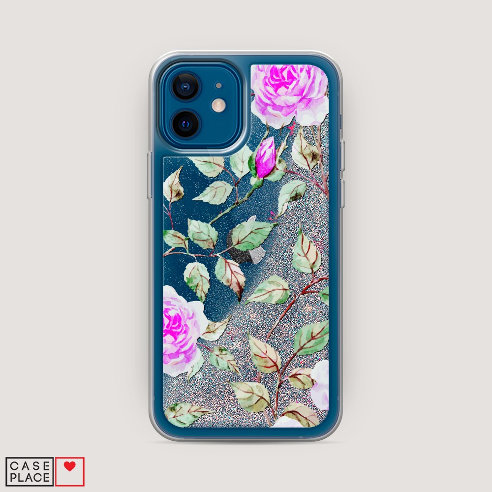 

Жидкий чехол с блестками "Цветочная фантазия 7" на Apple iPhone 12, 12591-1