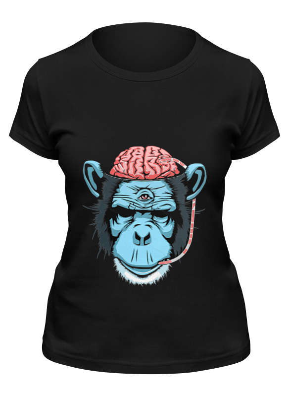 

Футболка женская Printio Brainmonkey черная L, Черный, Brainmonkey