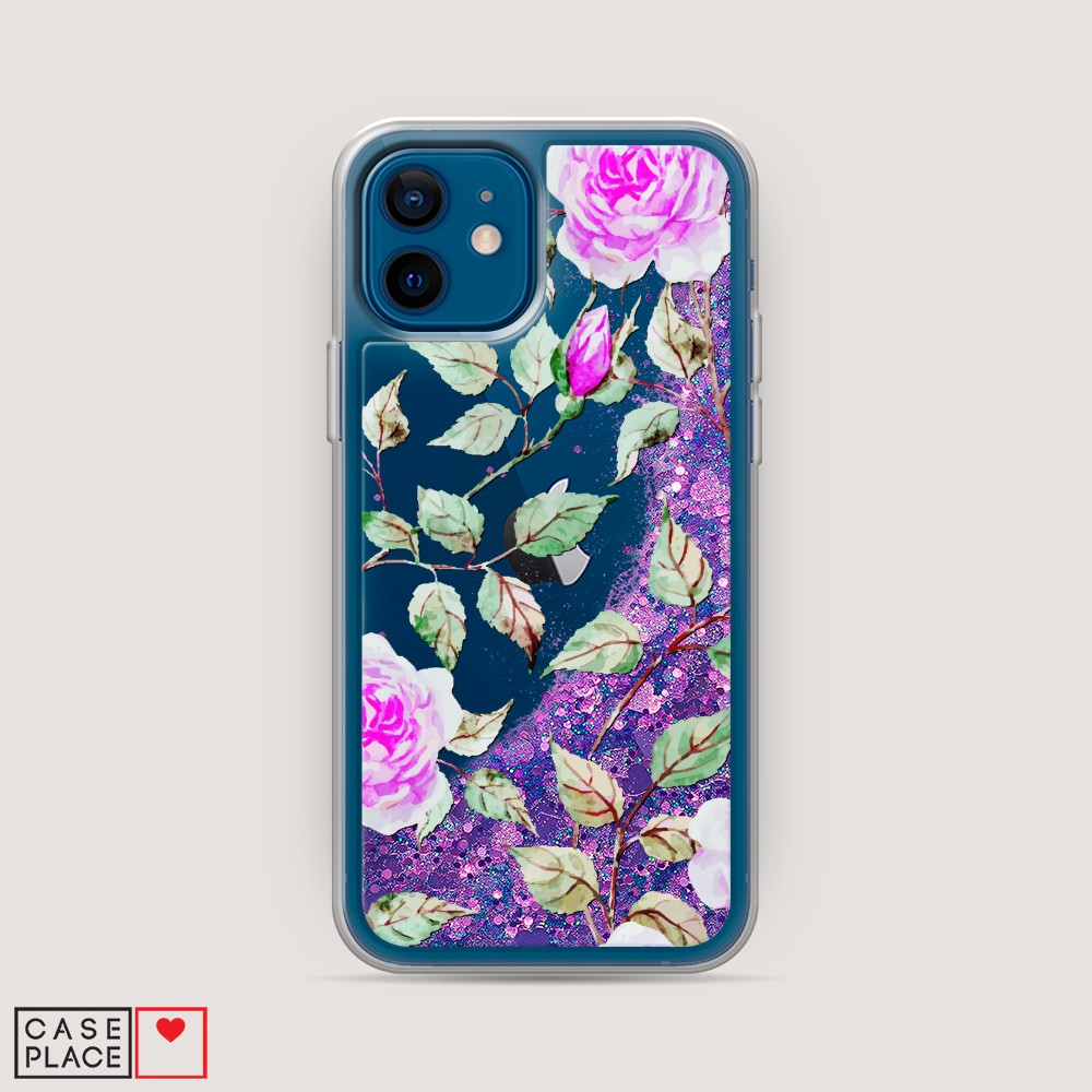 

Жидкий чехол с блестками "Цветочная фантазия 7" на Apple iPhone 12 mini, 12692-1