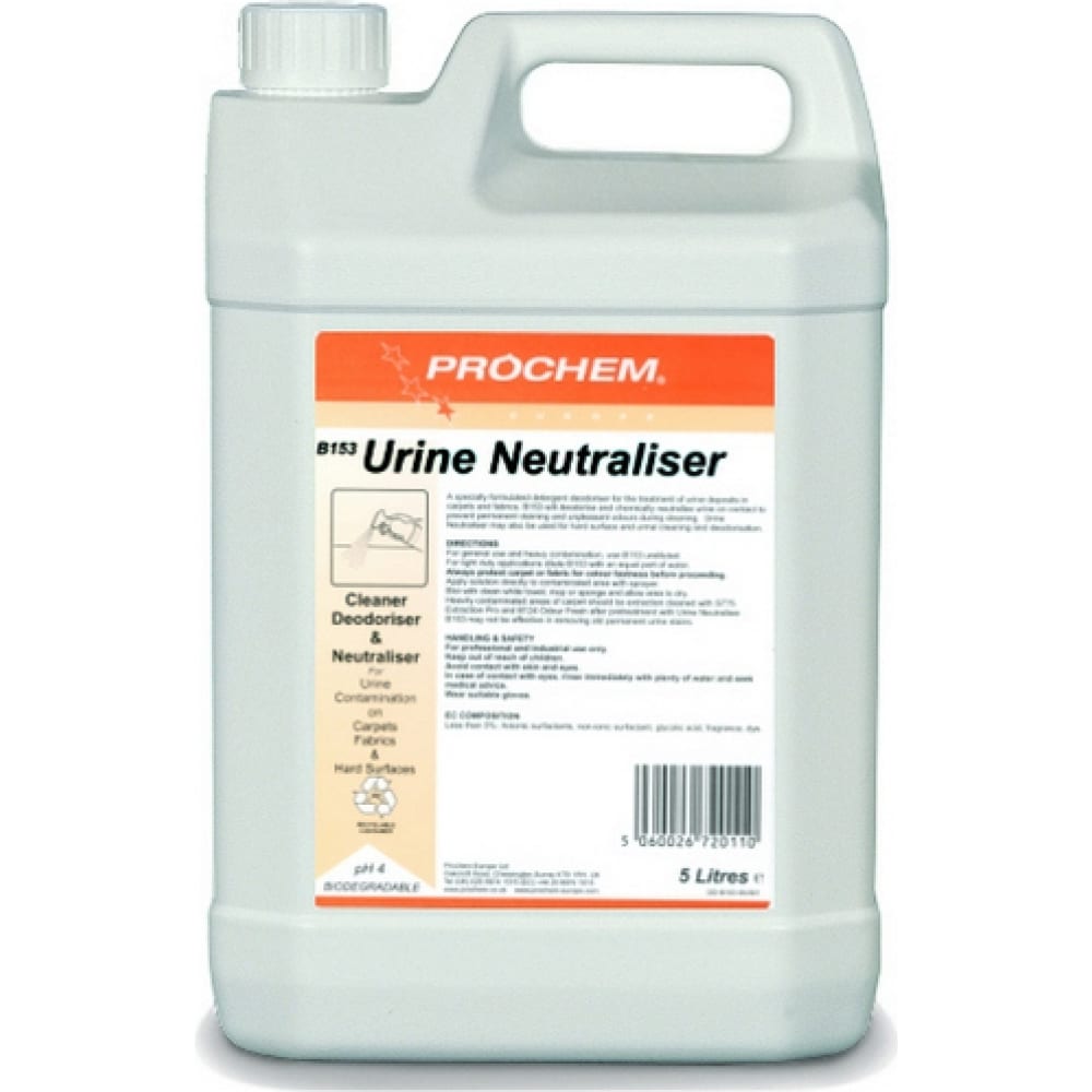 

Средство для дезодорирования ковров Prochem Urine Neutraliser B153-05