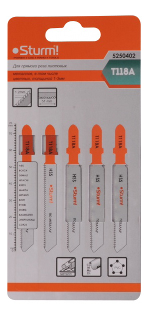 Пилка по металлу для лобзика Sturm! 5250402 пилка для лобзика по металлу elitech t118a 50 мм 2 шт