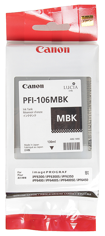 Картридж для струйного принтера Canon PFI-106 MBK матовый черный, оригинал