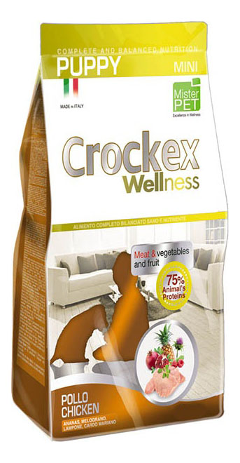 Сухой корм для щенков Crockex Wellness Puppy Mini, курица, рис, 2кг