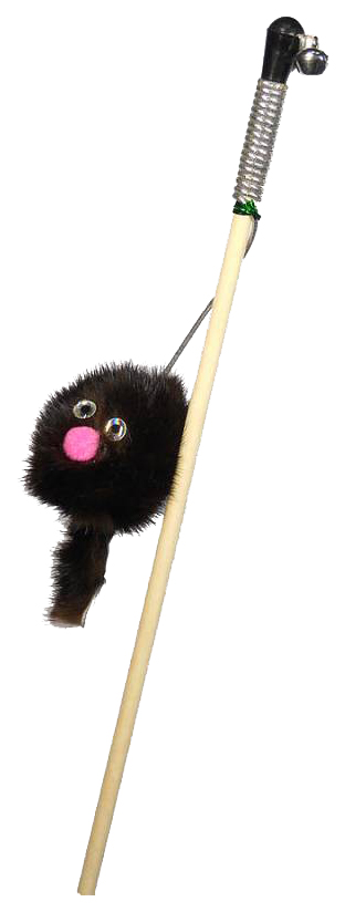 фото Дразнилка для кошек petto зверек из норки на веревке, черный, 50 см