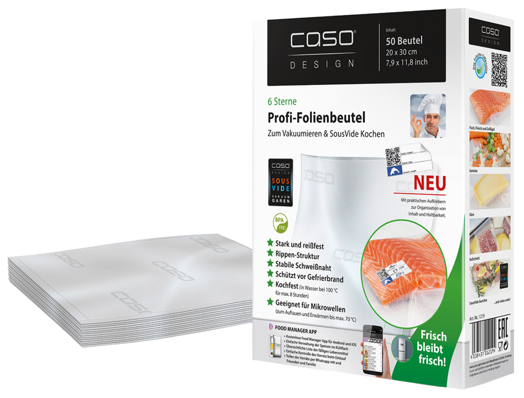 Пакеты для вакуумного упаковщика CASO 1219 пакеты для вакуумного упаковщика profi cook 8910151