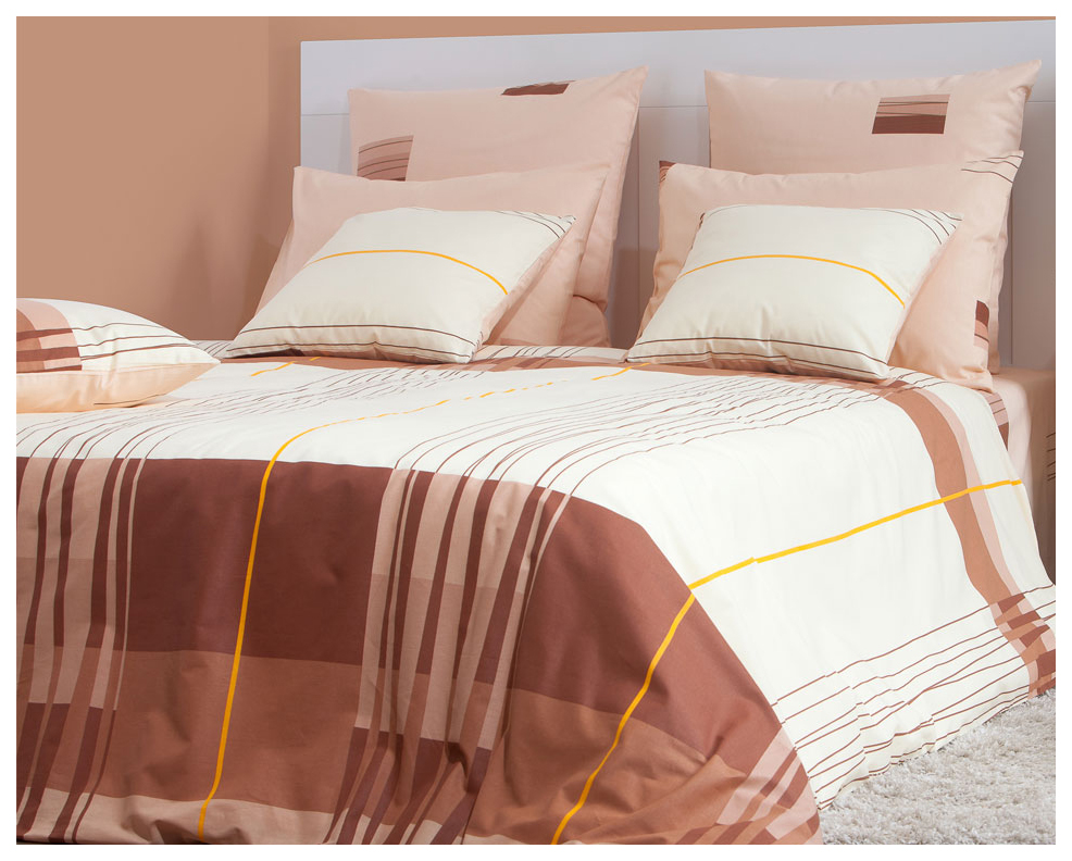 фото Комплект постельного белья "горизонт мокко" 1,5 спальный хлопковый край