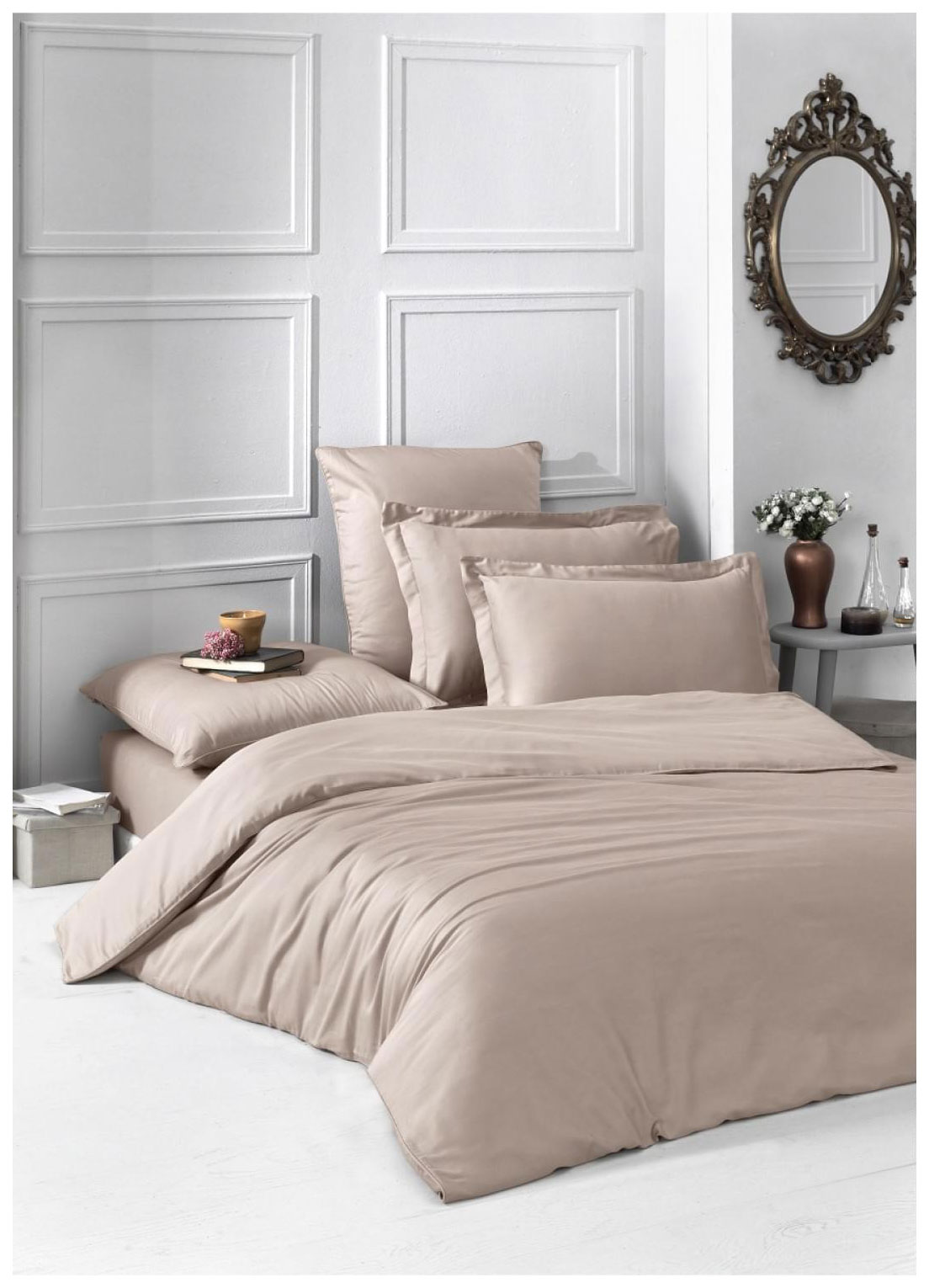 фото Karna постельное белье gaylon цвет: кофейный (2 спальное евро)