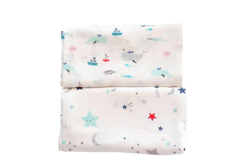 

Комплект пеленок TinyTwinkle 120x120 2шт Sea Life+Twinkle Star