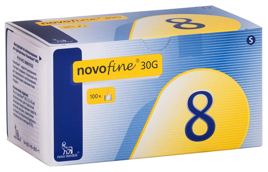 Купить Иглы NovoFine для шприц-ручки 0, 3 х 8 мм 100 шт., Novo Nordisk, серебристый