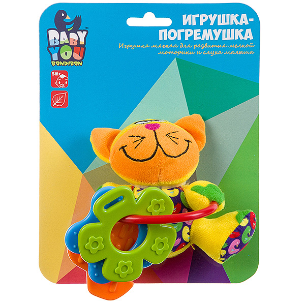 

Мягкая развивающая погремушка Bondibon "Кот", арт. TE9778-11
