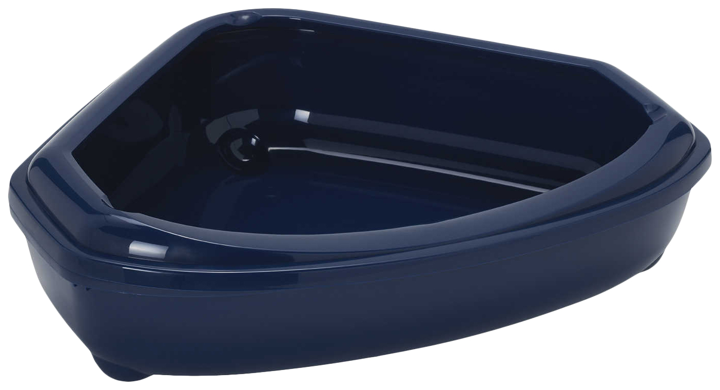 Лоток для кошек MODERNA Corner Tray с высоким бортом, синий, 55 х 45 х 13 см