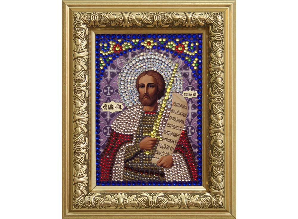 Алмазная вышивка Преобрана Святой Александр Невский, 10,5x14,8 см