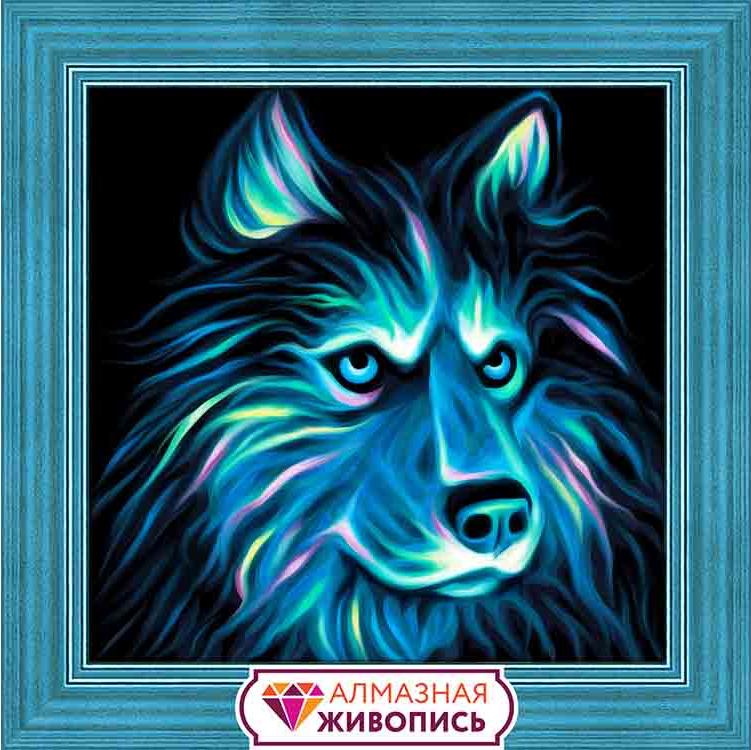 

Алмазная вышивка Алмазная Живопись Неоновый хаски, 25x25 см, Неоновый хаски