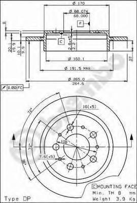 фото Тормозной диск brembo 08528810