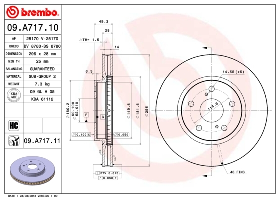 фото Тормозной диск brembo 09a71711