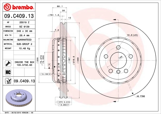 фото Тормозной диск brembo 09c40913