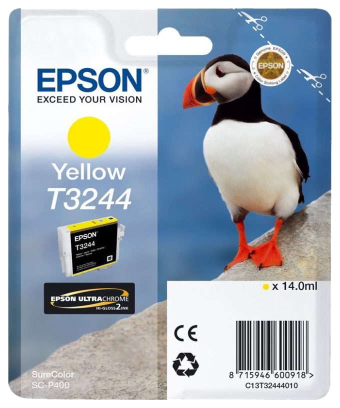 Картридж для струйного принтера Epson T3244 (C13T32444010) желтый, оригинал