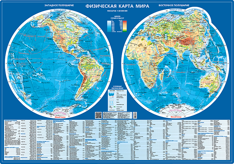 фото Книга физическая карта мира полушария, м 160 млн.. настольная карта. руз ко