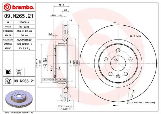 фото Тормозной диск brembo 09.n265.21