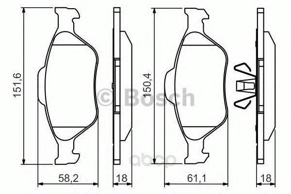 

Колодки дисковые передние ford BOSCH 0986494512
