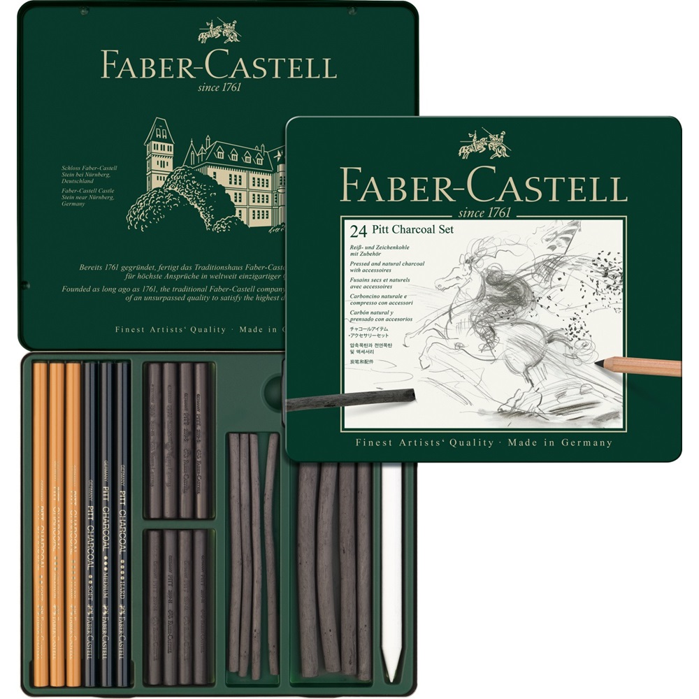 фото Faber castell набор чернографитовых карандашей pitt monochrome graphite 24 предмета faber-castell