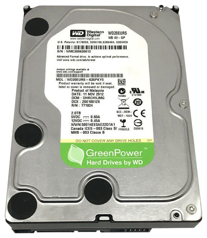 фото Внутренний жесткий диск western digital 2tb (wd20eurs)