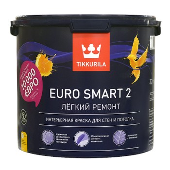 Краска Tikkurila Euro Smart 2, база A, 2,7 л источник бесперебойного питания crown cmus 185 euro smart cm000003141